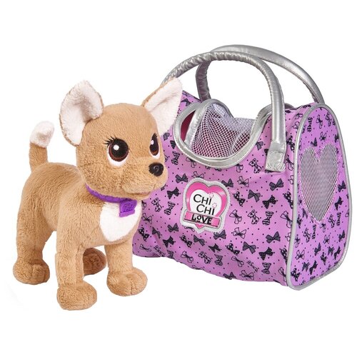 Мягкая игрушка Simba Chi Chi Love Путешественница с сумкой-переноской, 20 см, фиолетовый мягкая игрушка simba chi chi love с бантиком 20 см разноцветный