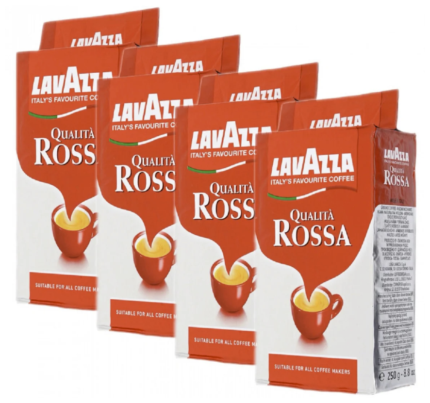 Кофе LAVAZZA Rossa молотый (в/у) 250 г, 4шт. - фотография № 1