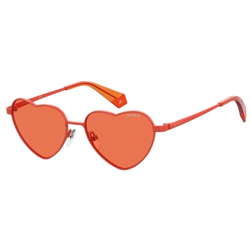 фото Солнцезащитные очки polaroid, сердце, оправа: металл, поляризационные, для женщин, оранжевый