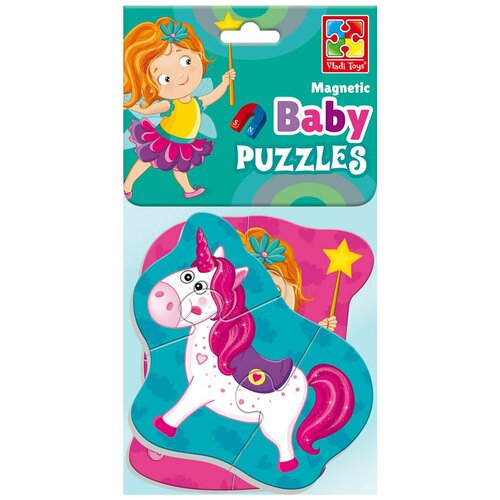 фото Мягкие магнитные пазлы vladi toys baby puzzle "фея и единорог" 2 картинки, 7 эл., vt3208-24