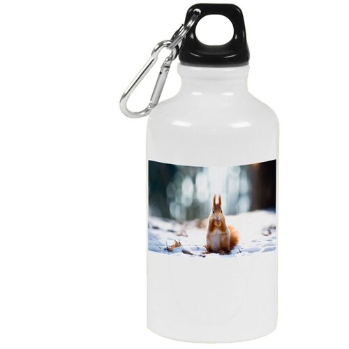 Бутылка с карабином CoolPodarok Белка на снежном фоне бутылка с карабином coolpodarok жираф на фоне небо