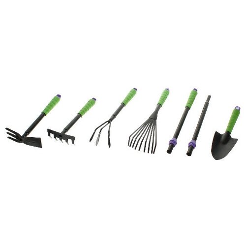 Набор ручных садовых инструментов, сталь, 7 предметов, незаменимый комплект для комфортной работы в саду, огороде или цветнике.