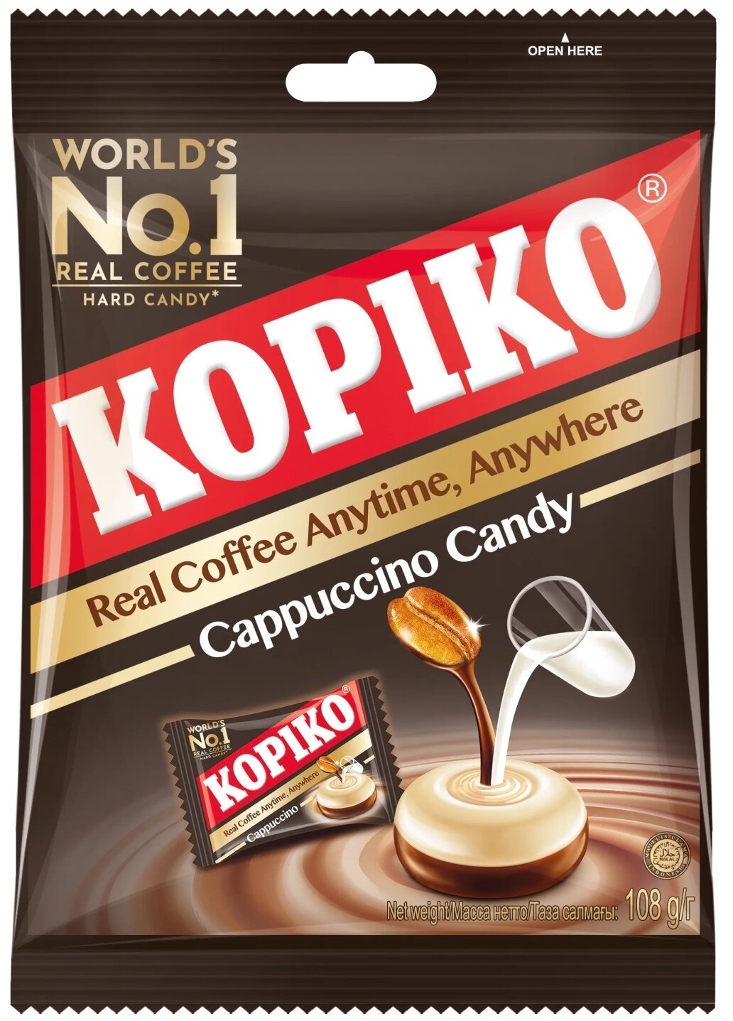Кофейные леденцы Kopiko Cappuccino Candy, 108 г - фотография № 1