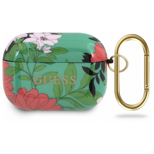 Чехол Guess для Airpods Pro TPU case with ring Flower N.1 Green