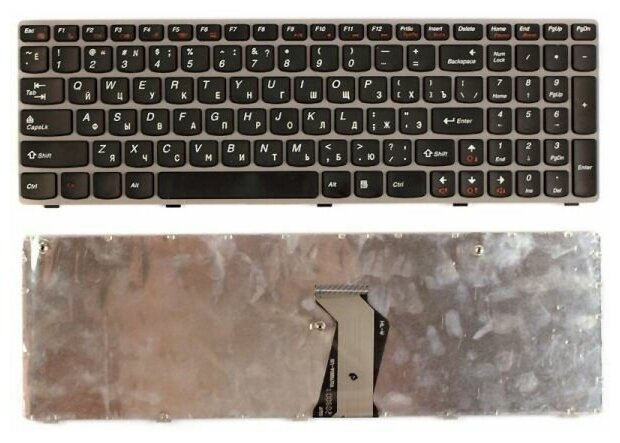 Клавиатура для ноутбука Lenovo IdeaPad Z560 Z560A Z565A черная с серой рамкой