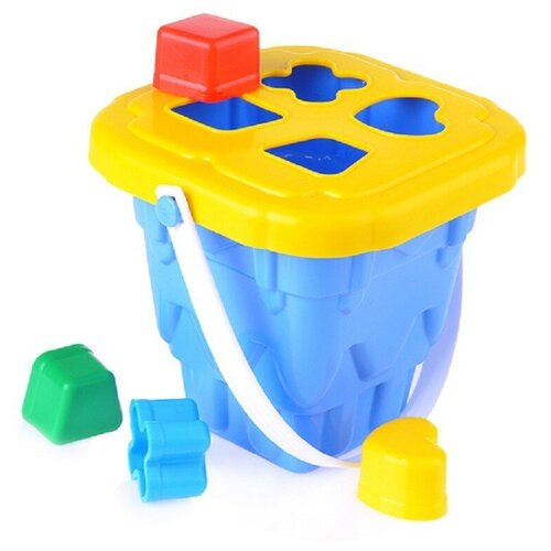 Ведро детское башня с крышкой и с 4 логическими фигурами, Совтехстром, У877 игрушка логическая cubika башня 8 дет