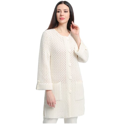 Кардиган Злата молочный, размер 50