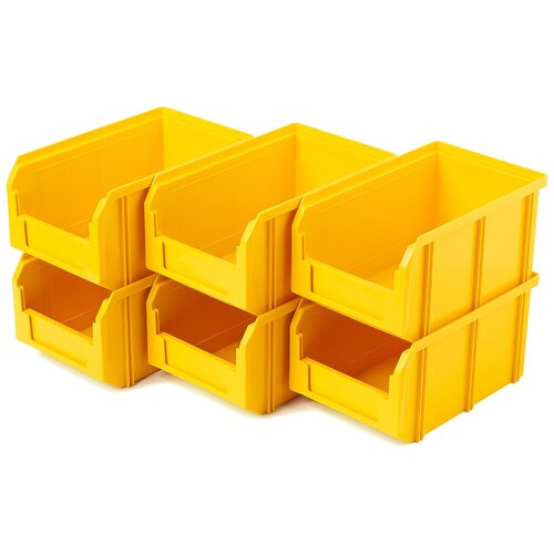 Пластиковый ящик стелла-техник V-2-К6-желтый, 234х149х120мм, комплект 6 штук