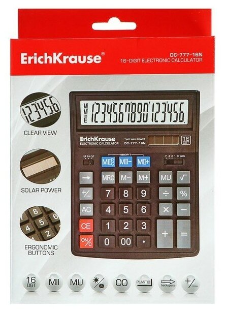 Калькулятор Erich Krause 16-разрядов DC-777-16N - фото №3