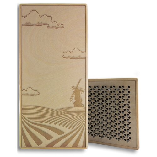 фото Доска садху белая пейзаж - 254, размер 31x14, шаг гвоздей 10 мм чакра