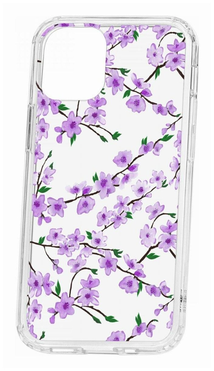 Чехол для iPhone 12 mini Kruche Print Сакура, противоударная пластиковая накладка с рисунком, защитный силиконовый бампер с принтом и защитой камеры
