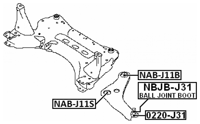Сайлентблок задний переднего рычага Febest NAB-J11B