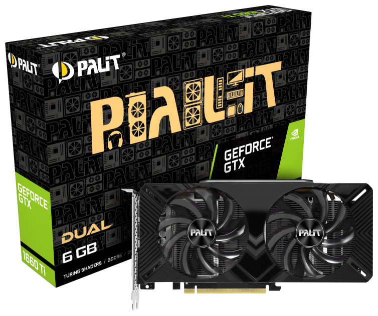 Видеокарта Palit GTX1660Ti DUAL 6GB GDDR6 192bit DVI HDMI DP