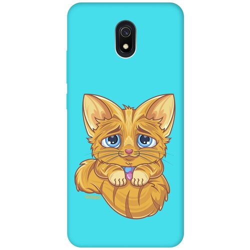 фото Ультратонкая защитная накладка soft touch для xiaomi redmi 8a с принтом "crying cat" мятная gosso