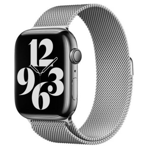 ремешок apw25 для apple watch 38 40 mm миланский сетчатый браслет серебряный Ремешок для Apple Watch 42/44/45 мм Миланская петля серебристый