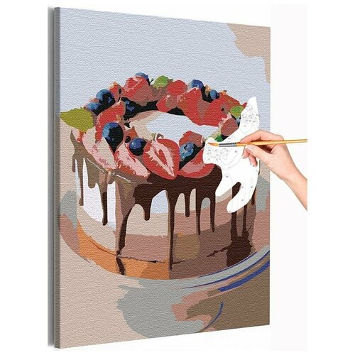 Клубничный торт Раскраска картина по номерам на холсте торт balconi бисквитный клубничный 400 г