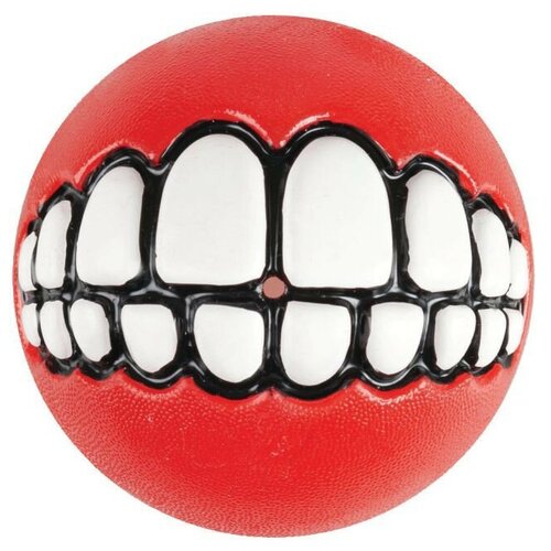 Игрушка для собак ROGZ Grinz M мяч с принтом \зубы\ и отверстием для лакомства Красный - 64 мм