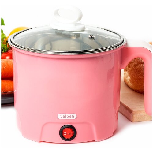 Кастрюля электрическая суповарка Valben рисоварка 09л 400 Вт розовый 187900₽