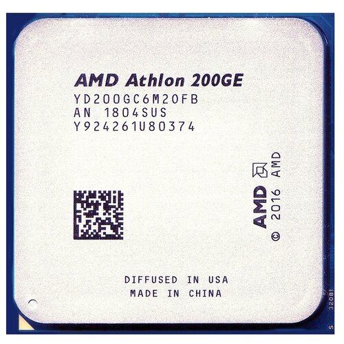 Процессор AMD Athlon 200GE AM4, 2 x 3200 МГц, OEM процессор amd athlon 200ge 3200mhz am4 l2 l3 5120kb yd200gc6m2ofb oem