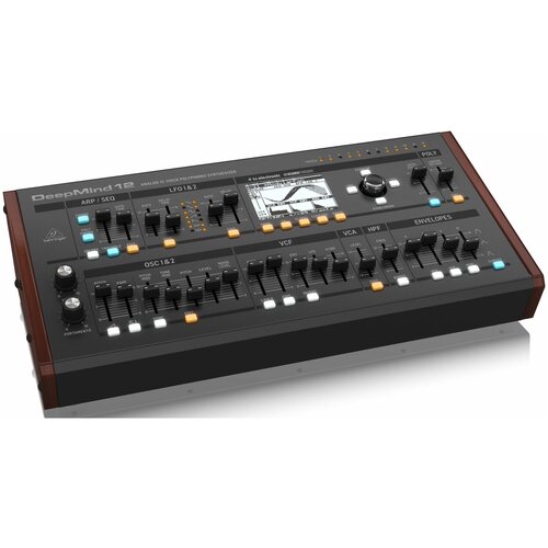 Behringer DEEPMIND 12D синтезатор рековый, аналоговые VCF и VCA,12 гол. полиф, 2 OCS, 2 LFO и 3 ADSR на голос, 4 FX, матрица мод, 32шаг. секв, MIDI, USB