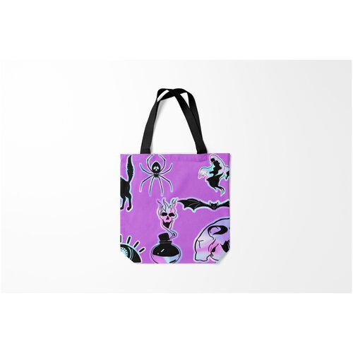 фото Сумка-шоппер / 40х40 см / праздники / хэллоуин зелье смерти паук holographica burnettie