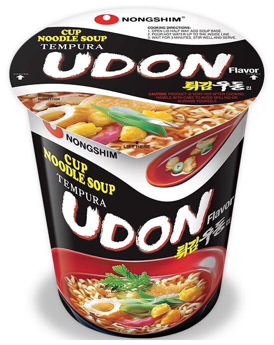 Лапша быстрого приготовления Nongshim NONG SHIM сублимированная Твигим Удон с темпурой, стакан, 62 гр.