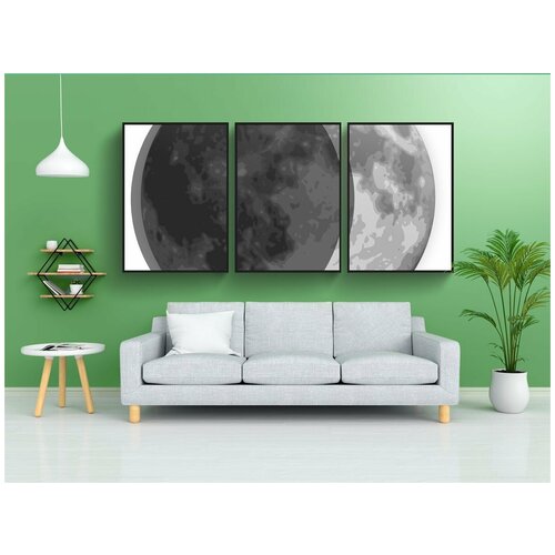 фото Набор модулных постеров для интерьера "луна, космический, полумесяц" 60x90 см. в тубусе, без рамки lotsprints