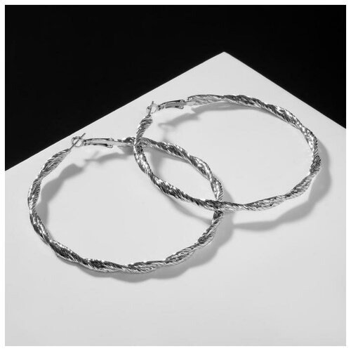Серьги Серьги-кольца Карма сплетения, цвет серебро, d-6,5, серебряный