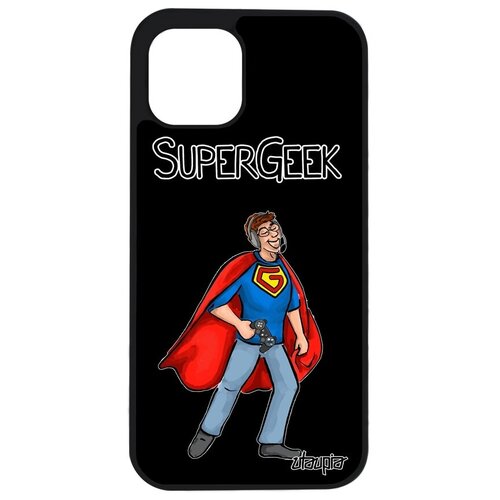фото Защитный чехол для мобильного // iphone 12 // "супергик" geek супергерой, utaupia, черный
