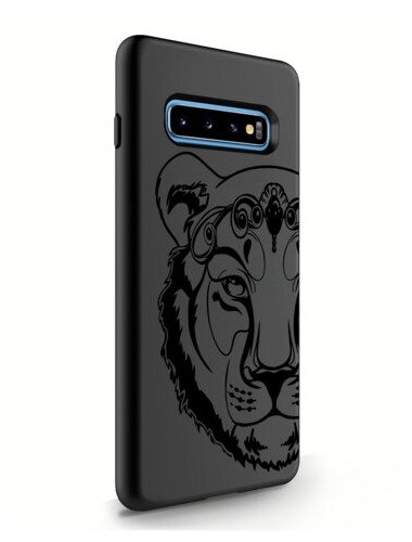 Черный силиконовый чехол MustHaveCase для Samsung Galaxy S10 Plus Львица для Самсунг Галакси С10 Плюс