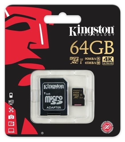 Kingston Карта памяти microSD 64ГБ Kingston SDCG/64GB