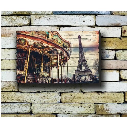 Картина на досках 'Париж. Эйфелева Башня' 50/35 см