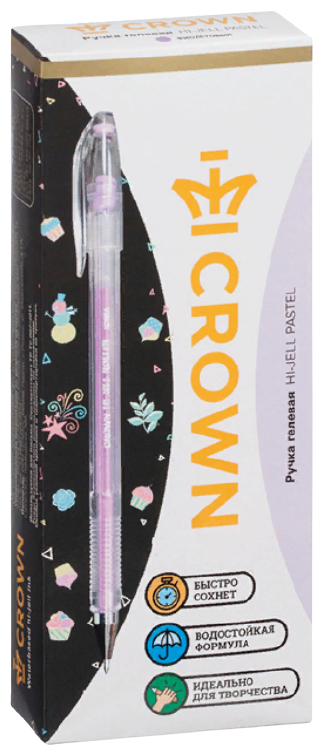CROWN Набор гелевых ручек Hi-Jell Pastel, 0.8 мм, фиолетовый цвет чернил, 12 шт.