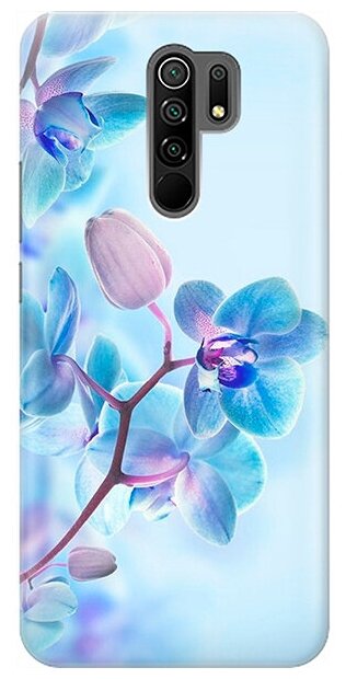 Ультратонкий силиконовый чехол-накладка для Xiaomi Redmi 9 с принтом "Синий цветок на синем"