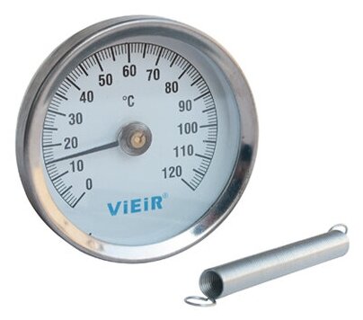 Термометр накладной с пружиной / 0-120℃ d 63 мм 1/2” YL17