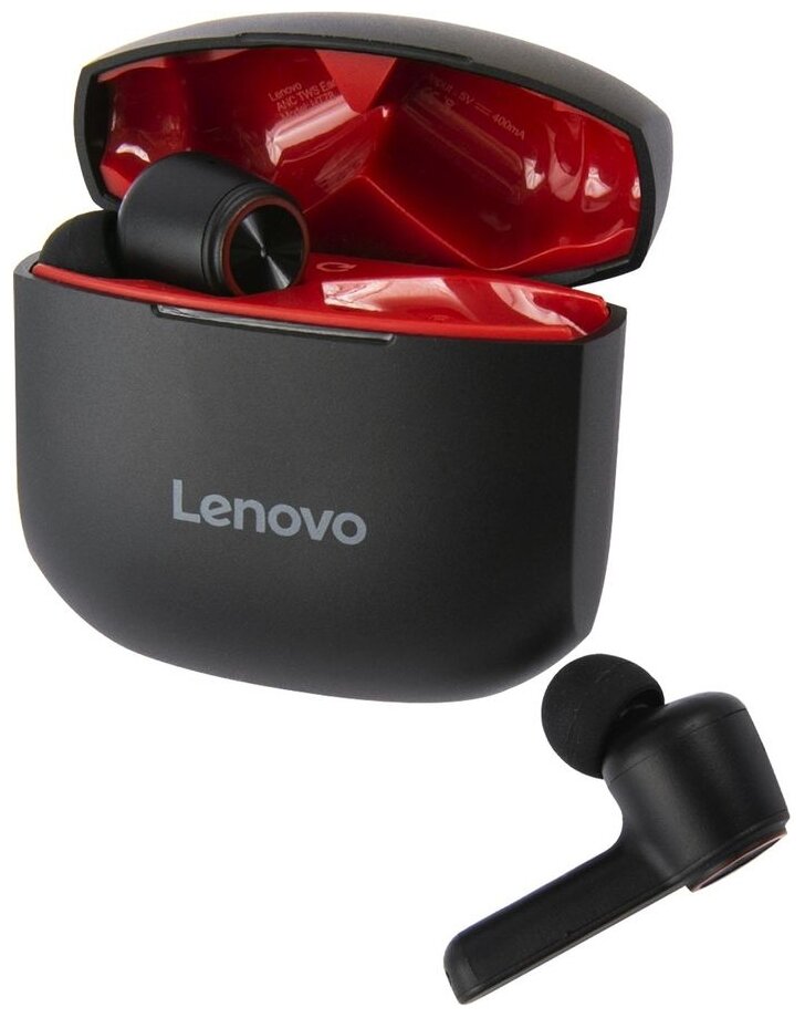 Гарнитура LENOVO HT78, Bluetooth, вкладыши, черный/красный [ут000023567] - фото №1