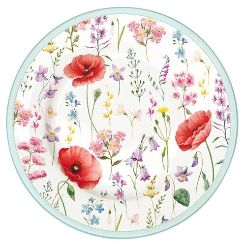 фото Тарелка закусочная easy life "красные маки" без инд.упаковки, фарфор, 19 см (el-r0944_coqu)