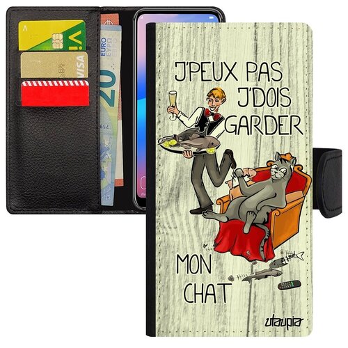 фото Противоударный чехол-книжка на смартфон // samsung galaxy s8 // "не могу - сижу с котом!" комикс шутка, utaupia, светло-серый