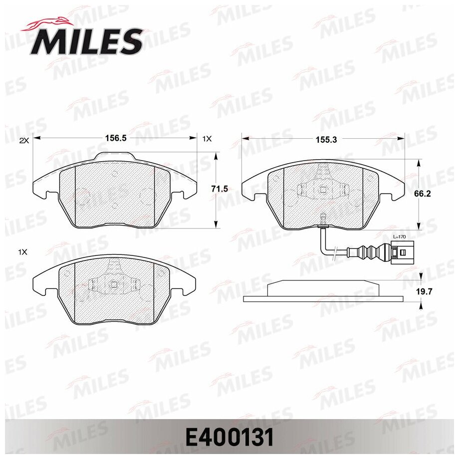 Колодки тормозные AUDI A3/VOLKSWAGEN G5/PASSAT 06>/TOURAN 03>06/CADDY 04> пер. E400131