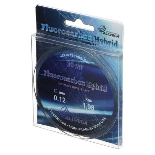 леска allvega fluorocarbon hybrid 0 16 мм 30 м Леска монофильная ALLVEGA Fluorocarbon Hybrid 30м 0,12мм, 1,98кг, флюорокарбон 65%