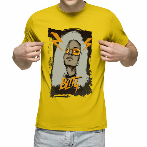 мужская футболка девушка в очках s черный Футболка Us Basic, размер S, желтый