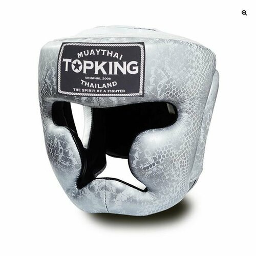 фото Боксерский шлем top king silver / white "snake edition" head guard m