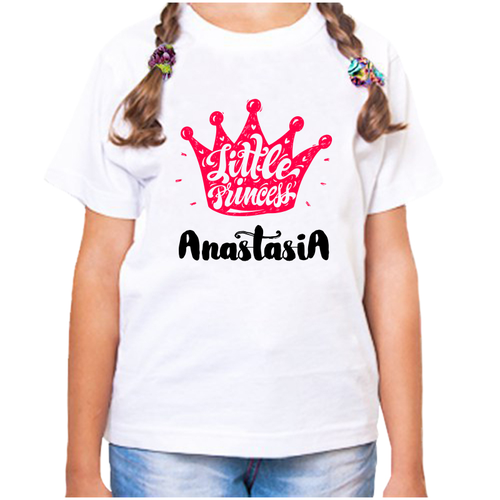 футболка девочке белая little princess анастасия р р 24 Футболка , размер 26, белый