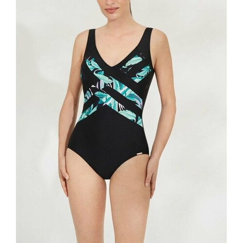 Слитный купальник Ysabel Mora, размер 80B, черный, зеленый