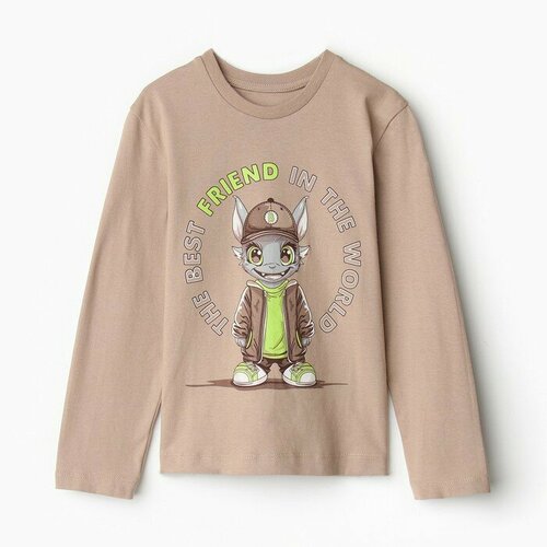 фото Лонгслив basia, размер 128, бежевый