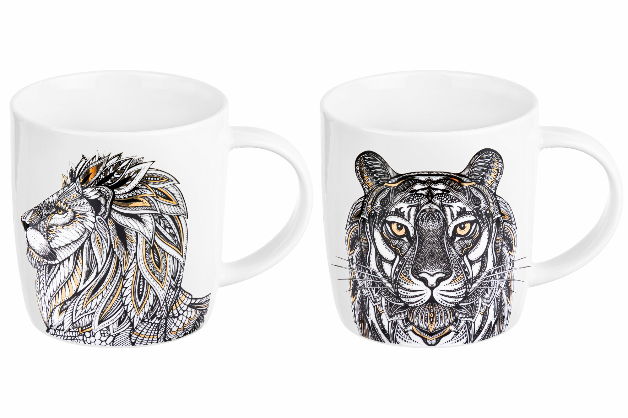 Кружка / чашка / для чая, кофе, капучино 2 шт 380 мл Elan Gallery "Лев и тигр", набор