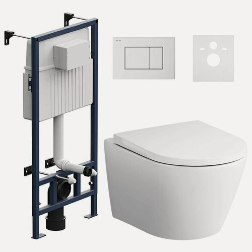 Изображение товара Инсталляция с подвесным унитазом AM.PM Suit FlashClean, механическая кнопка Jump S глянцевый белый, микролифт