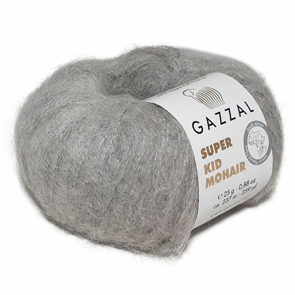 Пряжа SUPER KID MOHAIR (Gazzal), перламутр - 64434, 47% супер кидмохер, 31% тонк. мериносовая шерсть супервош, 22% полиамид, 6 мотков, 25 г, 237 м.