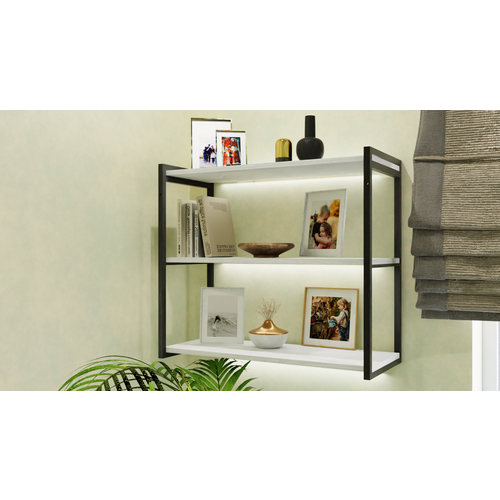 Стеллаж лофт напольный этажерка настенная навесная Бетон-Пайн трехъярусная СТИЛЬ ширина 80 см 4300₽