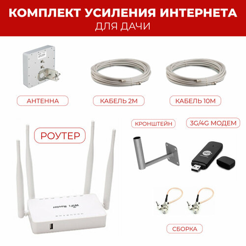 комплект интернета huawei b593 с антенной kroks 15dbi Комплект усиления сигнала интернет 3G / 4G LTE для дачи с антенной Kroks 15dBi